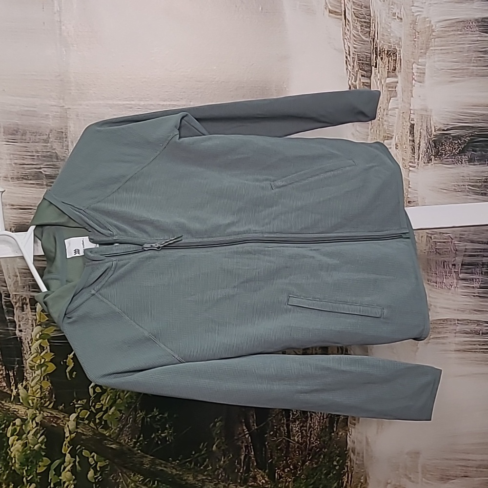New! All in Motion Kids Medium 8 sea green waffle zip up lightweight hoodie